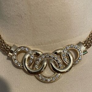 Gold Crystal-Link Statement Collar Necklace - Women's Jewelry